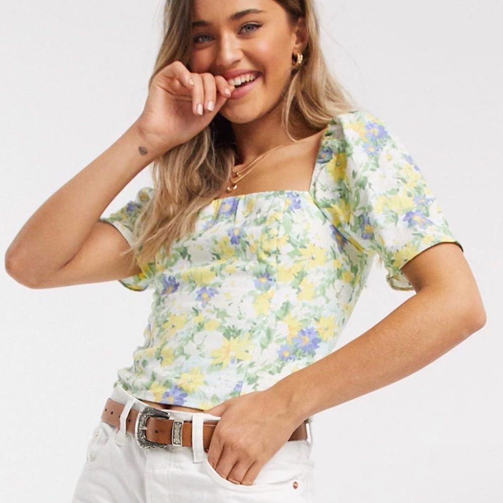 Abercrombie & Fitch Floral Blouse - Yellow and Blue
